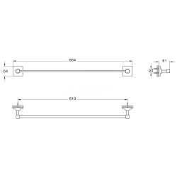 VitrA Root Uzun Havluluk A44810, Krom, 60cm - 2
