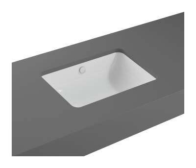 VitrA S20 Tezgahaltı lavabo 7475B003-0618 Dikdörtgen - 55x37 cm - armatür deliksiz - su taşma delikli - beyaz - 1