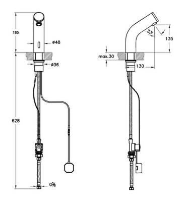 VitrA Sento Çocuk Temassız Lavabo Bataryası A47187 Pilli - Tek Su Girişli - Krom-Yeşil - 2