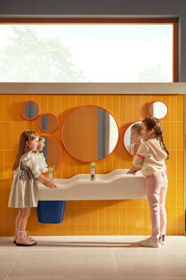 VitrA Sento Çocuk Temassız Lavabo Bataryası A47187 Pilli - Tek Su Girişli - Krom-Yeşil - 2