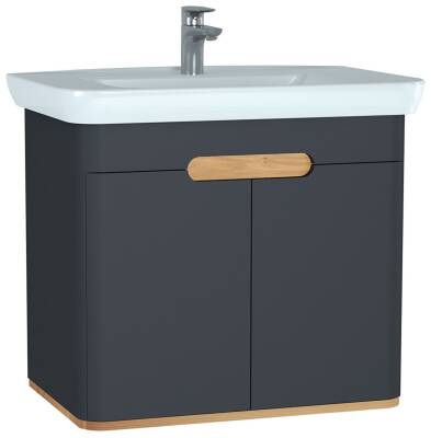 VitrA Sento Aynalı Kapaklı Dolap Seti, Antrasit, 80 cm (60809,60896) - 2