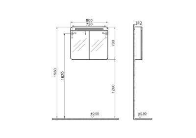 VitrA Sento Aynalı Kapaklı Dolap Seti, Antrasit, 80 cm (60809,60896) - 5