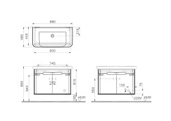 VitrA Sento Aynalı, Kapaklı Dolap Seti, Antrasit 100cm (60811,60897) - 3