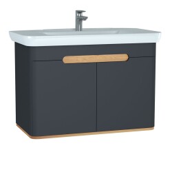 VitrA Sento Aynalı, Kapaklı Dolap Seti, Antrasit 100cm (60811,60897) - 2