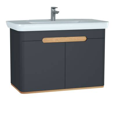VitrA Sento Aynalı, Kapaklı Dolap Seti, Antrasit 100cm (60811,60897) - 2