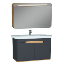 VitrA Sento Aynalı, Kapaklı Dolap Seti, Antrasit 100cm (60811,60897) - 1