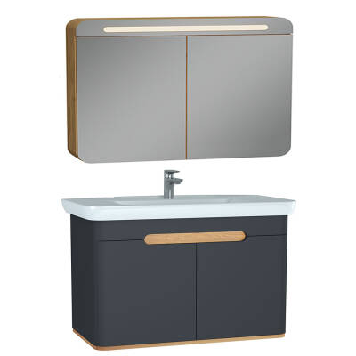 VitrA Sento Aynalı, Kapaklı Dolap Seti, Antrasit 100cm (60811,60897) - 1