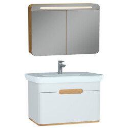 VitrA Sento Aynalı Çekmeceli Dolap Seti, Beyaz, 80cm (60813, 60896) - 1