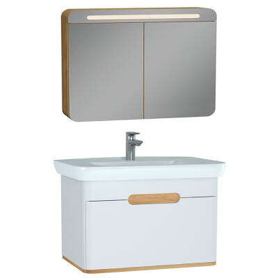VitrA Sento Aynalı Çekmeceli Dolap Seti, Beyaz, 80cm (60813, 60896) - 1