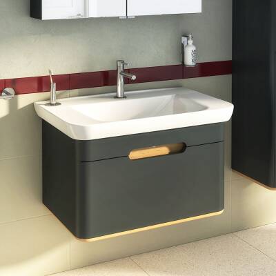 VitrA Sento Aynalı Çekmeceli Dolap Seti, Antrasit, 80cm (60819,60896) - 3