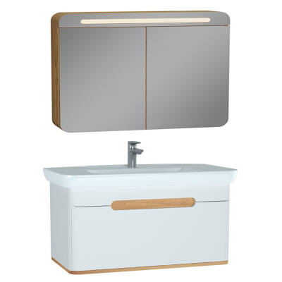 VitrA Sento Aynalı Çekmeceli Dolap Seti, Beyaz, 100cm (60814, 60897) - 1