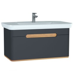 VitrA Sento Aynalı Çekmeceli Dolap Seti, Antrasit, 100cm (60820, 60897) - 2