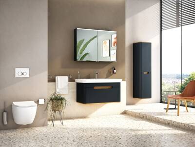VitrA Sento Aynalı Çekmeceli Dolap Seti, Antrasit, 100cm (60820, 60897) - 6