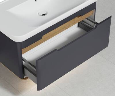 VitrA Sento Aynalı Çekmeceli Dolap Seti, Antrasit, 100cm (60820, 60897) - 7