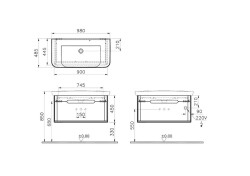VitrA Sento Aynalı Çekmeceli Dolap Seti, Antrasit, 100cm (60820, 60897) - 3