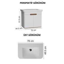 VitrA Sento Aynalı Kapaklı Dolap Seti, Beyaz, 80cm (60785, 60897) - 2