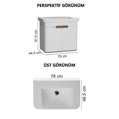 VitrA Sento Aynalı Kapaklı Dolap Seti, Beyaz, 80cm (60785, 60897) - 2
