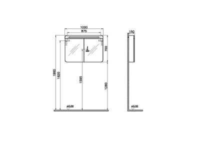 VitrA Sento Aynalı Kapaklı Dolap Seti, Beyaz, 80cm (60785, 60897) - 5