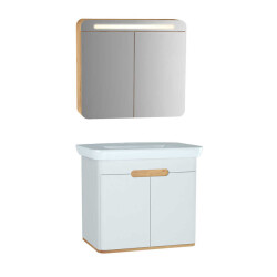 VitrA Sento Aynalı Kapaklı Dolap Seti, Beyaz, 80cm (60785, 60897) - 1