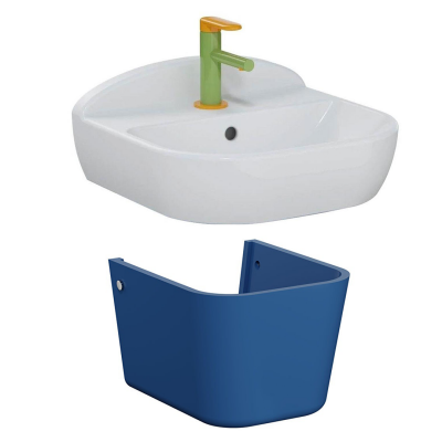 VitrA Sento Kids Lavabo ve Yarım Ayak Seti,45 CM, Beyaz Mavi - 1