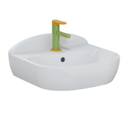 VitrA Sento Kids Lavabo ve Yarım Ayak Seti,45 CM, Beyaz Mavi - 2