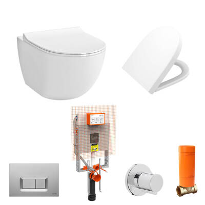 VitrA Sento Kanallı Asma Klozet ve Soft Kapak Seti - Beyaz - 1