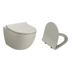 VitrA Sento Rim-Ex Asma Klozet ve Slim Soft Kapak Takımı, Bej - 1