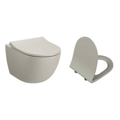 VitrA Sento Rim-Ex Asma Klozet ve Slim Soft Kapak Takımı, Bej - 1