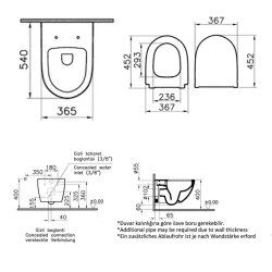 VitrA Sento Rim-Ex Asma Klozet ve Slim Soft Kapak Takımı, Bej - 2