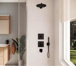 VitrA Suit Mekanik Ankastre Elduşlu Banyo/Duş Seti,8 Parça, Parlak Siyah - VitrA