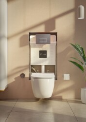 VitrA V8 Gömme Rezervuar Seti 800-2027 Asma - ince metal ayaklı set (parlak panel - stop valf) (768-1851-01+740-2280+A41461GR+A41441 - 2