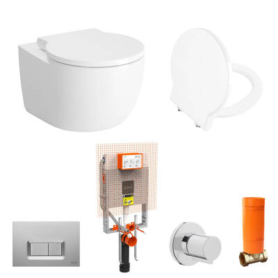 VitrA Voyage Vitraclean Rim-Ex Asma Klozet ve Soft Kapak Seti - Beyaz - 1