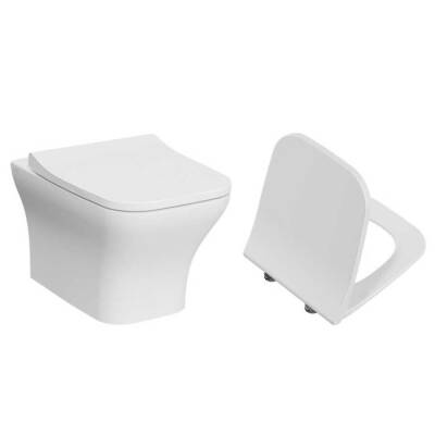 VitrA Zentrum Square Smoothflush Rim-Ex Asma Klozet ve Kapak Takımı, Beyaz - 1