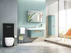 VitrA Vitrus Duvar Önü Cam Rezervuar 770-5761-01 asma klozetler için - cam gövdeli - siyah - 3/6 L - 3