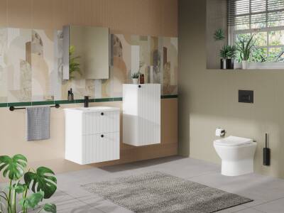 VitrA Zentrum Etajerli lavabo 7791B003-0001 Dikdörtgen - 60x46 cm - tek armatür delikli - su taşma delikli - beyaz - 2