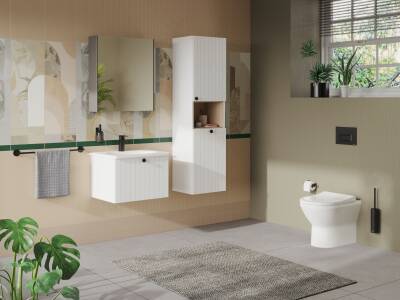 VitrA Zentrum Etajerli lavabo 7791B003-0001 Dikdörtgen - 60x46 cm - tek armatür delikli - su taşma delikli - beyaz - 3