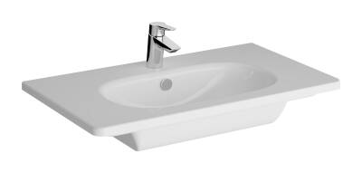 VitrA Zentrum Etajerli lavabo 7793B003-0001 Dikdörtgen - 80x46 cm - tek armatür delikli - su taşma delikli - beyaz - 1